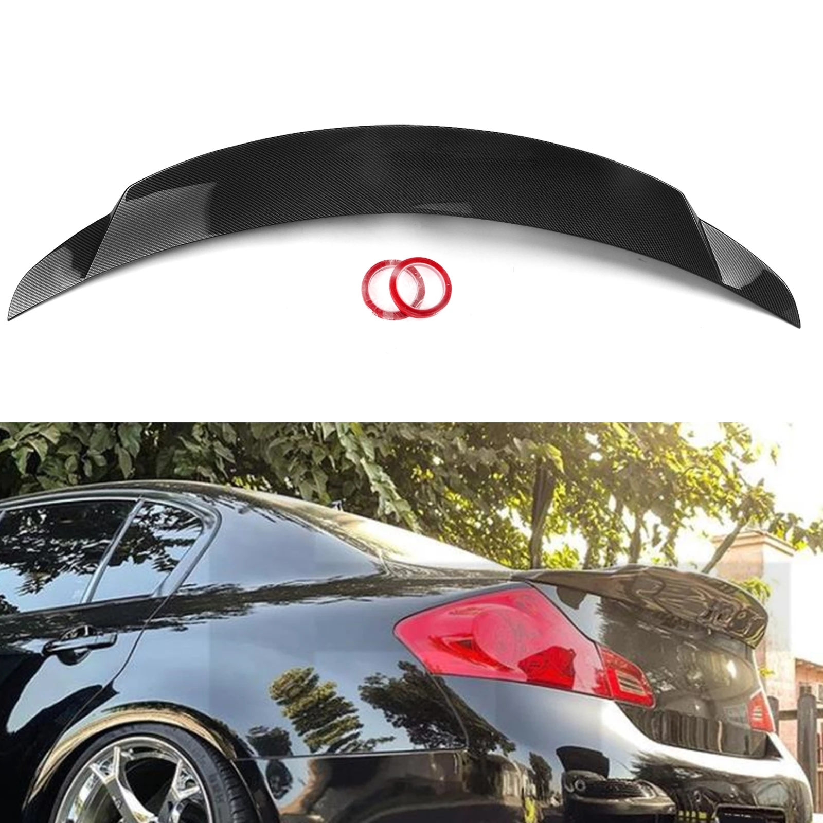 

Splitter Carbon Fiber Look/Gloss Black Tail Lip Rear Trunk Lid Spoiler Wing For INFINITI G35 G25 G37 Q40 Sedan 4 Door 2007-2015