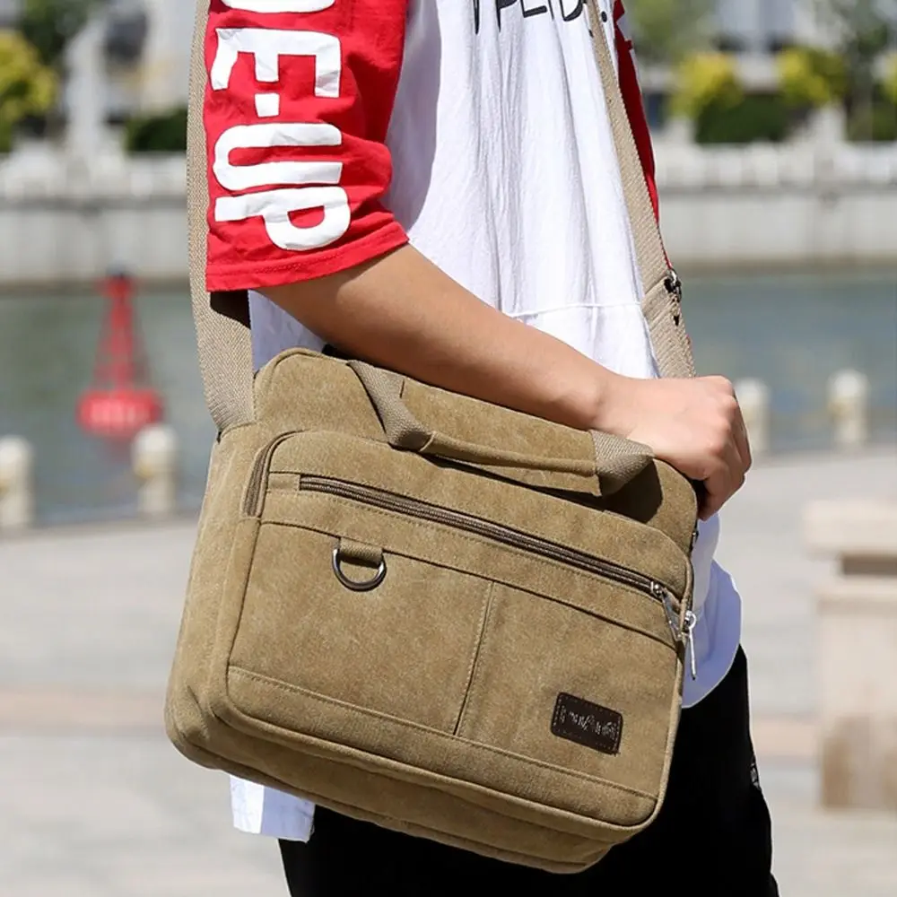 Multi-layer Messenger Bag Luxury Large Capacity Zipper Storage Pocket Square Shape Shoulder Bag Men