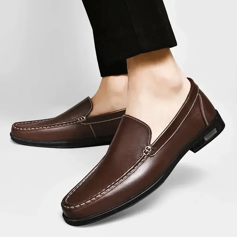 Genuine Leather Men\'s Shoes Classics Business Dress Shoes Moccasins Slip on Loafers Driving Shoes for Men Casual Shoe Big SIze48