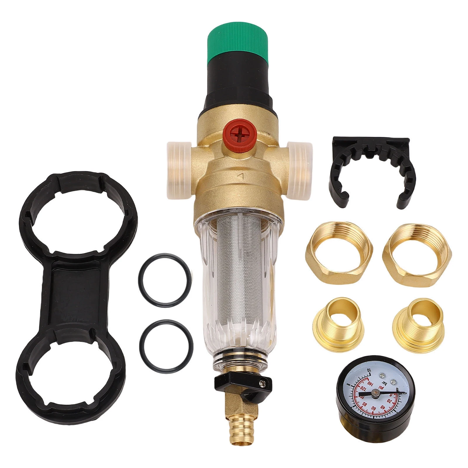 water-pressure-regulator-1in-dn25-home-reusable-brass-with-backwash-filter-meter-fittings-reusable-brass-pressure-regulator