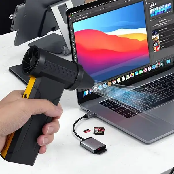 

Turbo Fan High Speed Supercharge Handheld Wireless Mini Portable Four-Gear Adjustment 10000 mAh-Type-C Charging Cable