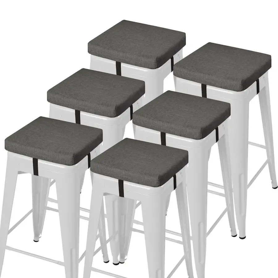 

AntiSlip Bar Stool Cushions Square Bar Stool Seat Cushions with Ties Set of 6 Small Square Chair Pads with Machine Washable Cove