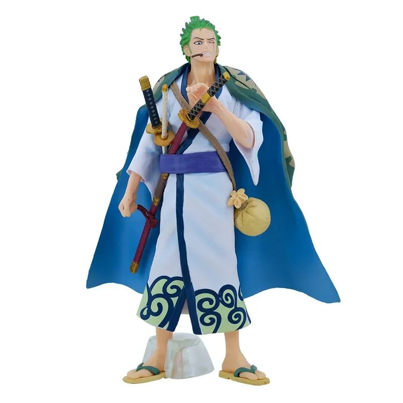 

One Piece Wano Country Kimono Three Blade Flow Roronoa Zoro PVC Action Figure Collectible Model Toy 27cm Decoration Gift BOX A33