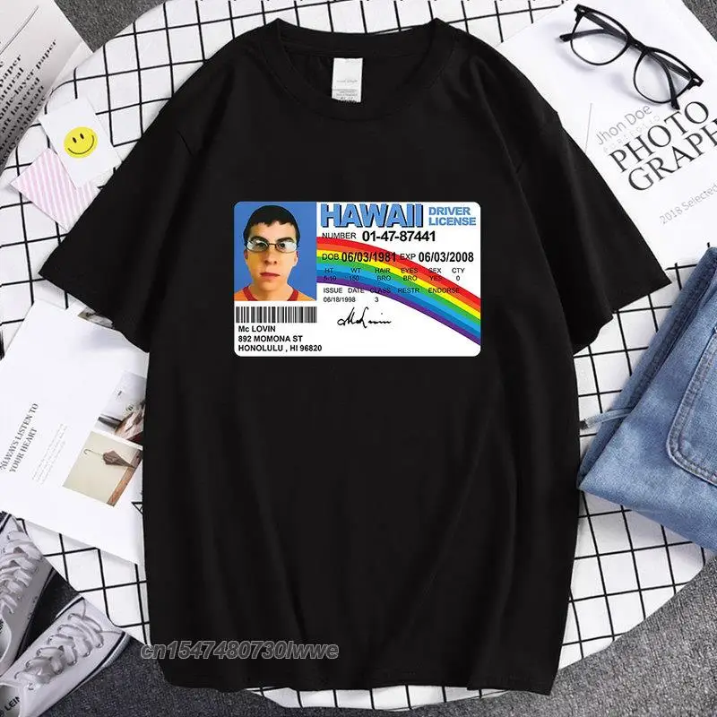 T Shirt Men T-Shirt Mclovin Id Card Superbad Geek Mens Cotton T-Shirt Unisex T-Shirt Teenagers Cool Tops Oversized