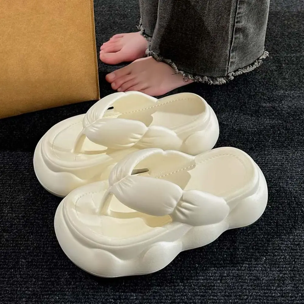 

Повседневные противоскользящие шлепанцы на платформе с застежкой на носок, тапочки на толстой подошве из ЭВА, пляжная обувь с защитой от запаха, шлепанцы, сандалии для ванной комнаты