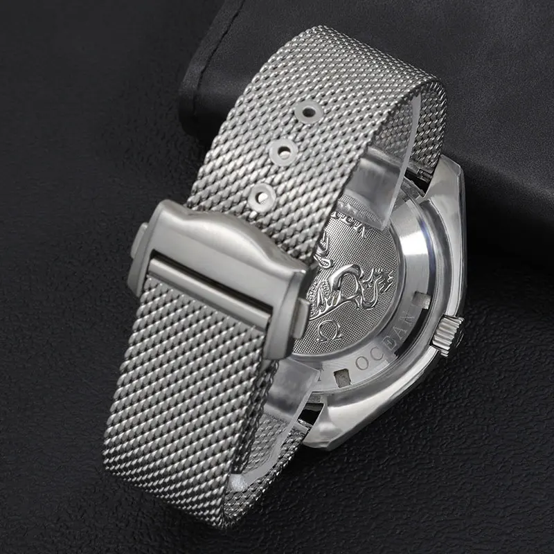 New Milan Mesh Watch band For Omega Seamaster 300 007 Strap Observatory Double Snap Buckle High Quality Bracelet Wristband 20mm