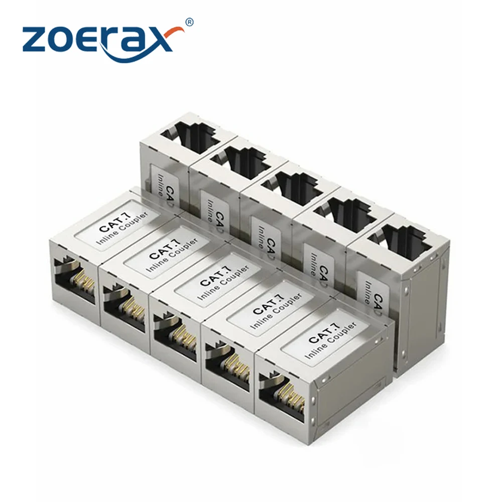 ZOERAX 10PCS RJ45 CAT7 CAT6A Coupler Ethernet Extender 10G Ethernet Coupler Female to Female Coupler for Cat7/Cat6/Cat5e Cable