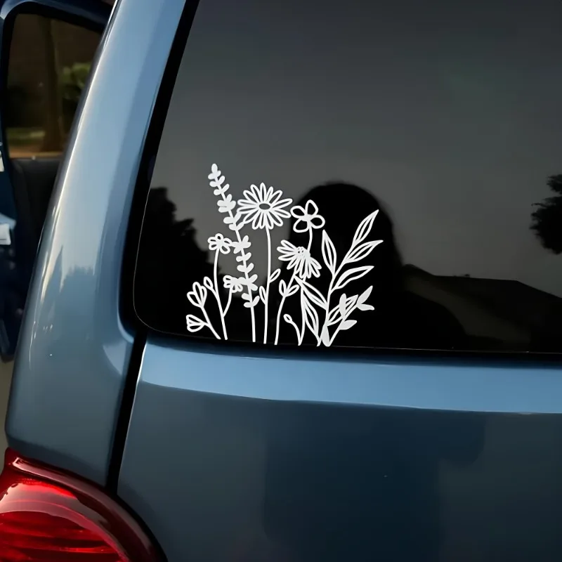 

Vinyl Wild Flowers Car Sticker Decal - Waterproof Plant Design for Car Window Decoration