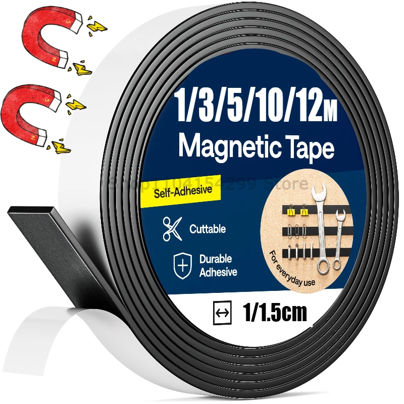 Self Adhesive Magnetic Tape Cuttable Rubber Magnetic Strip for Fridge Wall DIY Photo Poster Fixing Tape Home Office Storage Tool