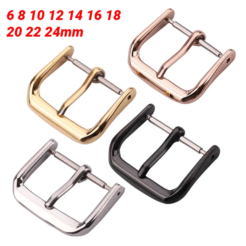 6 8 10 12 14 16 18 20 22 24mm accessories Stainless steel Watch Band clasp belt leather Men women strap buckle Metal pin buckle