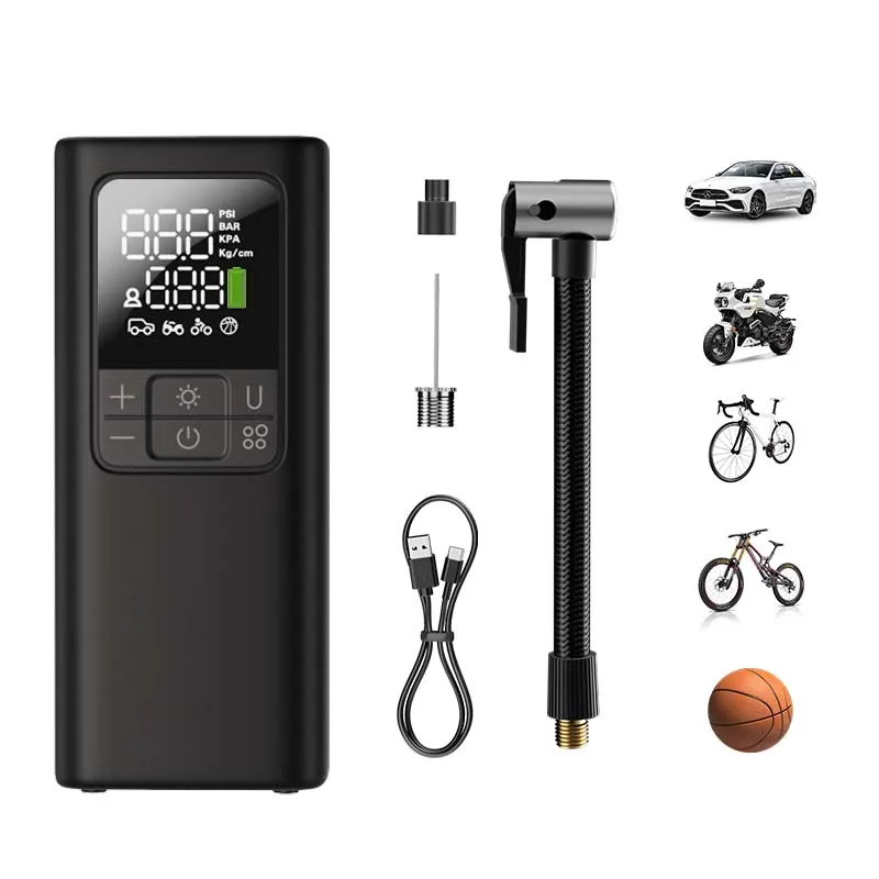 Portable Mini Air Pump 150PSI For Car Bike Motorcycle Ball Tire 4000mAh Power Bank With USB Output Auto Stop LED Display LP17