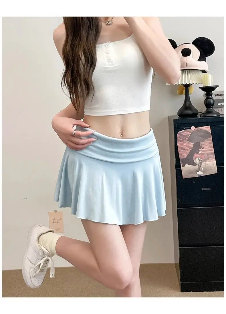 

Skirts Womens Stage Covering Good Fitness Waistband Flare Lacing Textured Pure Elegant Exquisite Minimalist Academia Khaki Ins