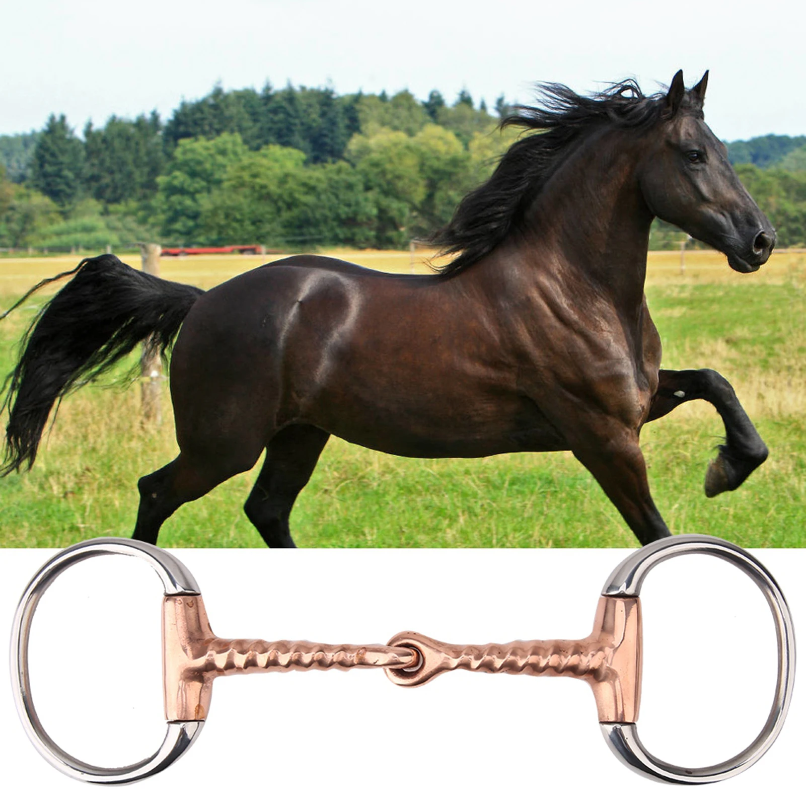 Horse Chew Stainless Steel Eggbutt Bit Copper Corkscrew Mouth