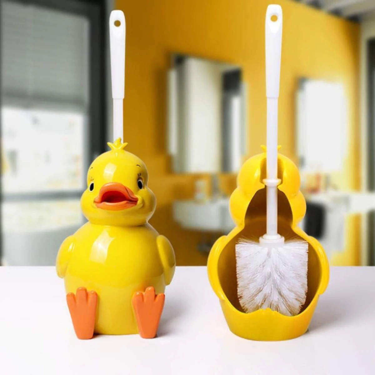 

Creative Cartoon Sitting Frog Toilet Brush Holder Set Resin Base Home Hotel Bathroom Cleaning Tool Decoration Statue