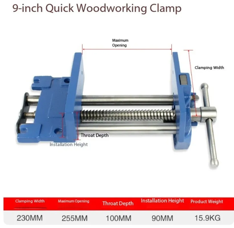 Woodworking vise, quick-release vise, bench vise, clamp, table clamp