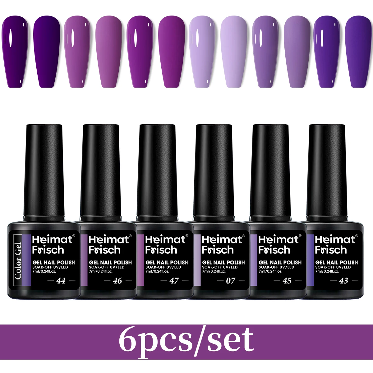 6-Piece Gel Nail Polish Set - Glitter & Shimmer Series, Semi-Permanent Dip/LED Clear for Nail Art Designs