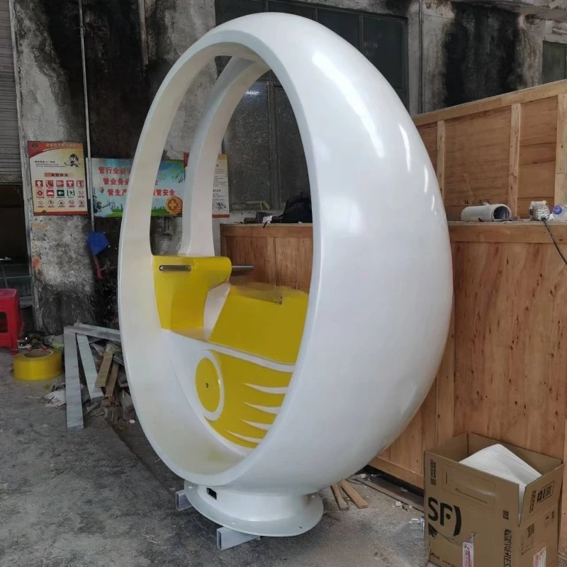 Landscape FRP shell ring sculpture processing outdoor treading water interactive bicycle fountain fitness park large ornament