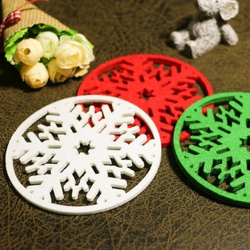 Christmas Snowflake Cup Coaster Nonwoven Drink Mat For Holiday Dining Table Decor Festive Home Party Banquet Place Settings
