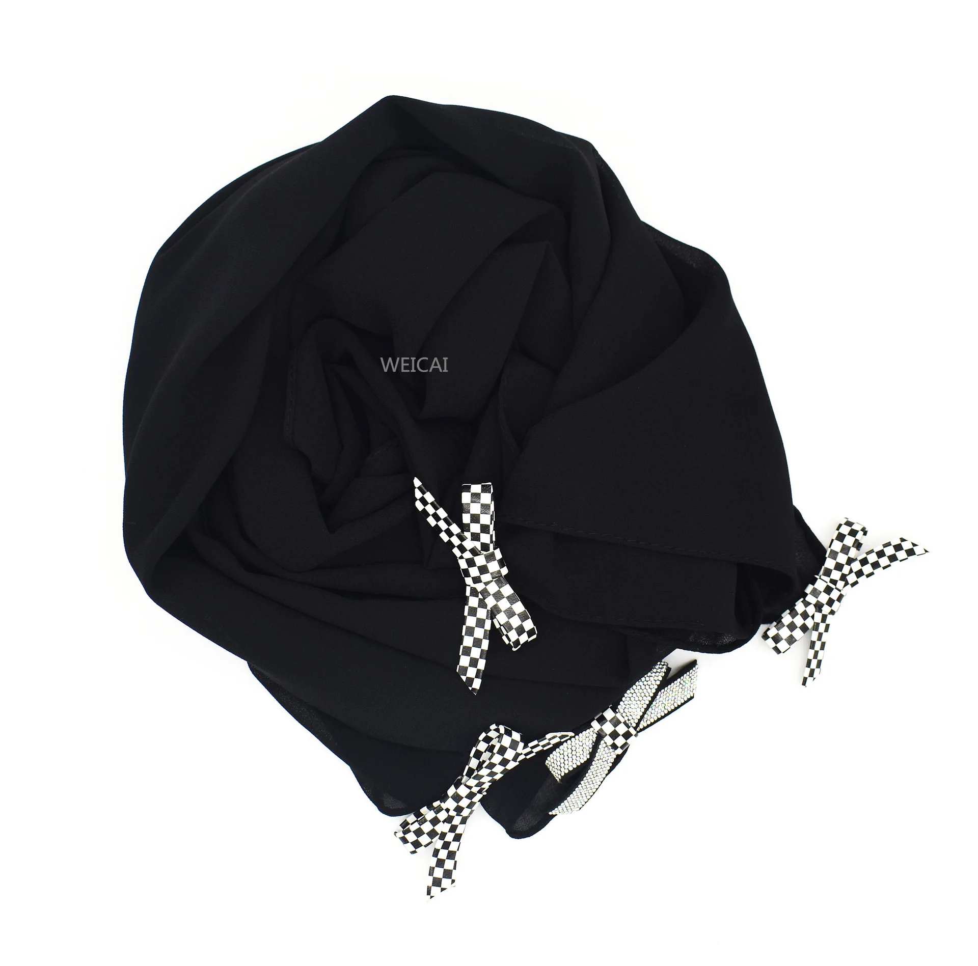 70*170CM  Women’s Hijabs With Elegant Chiffon Turban Hand-sewn bow Scarf New Style Bubble Headcover Scarves Muslims Women