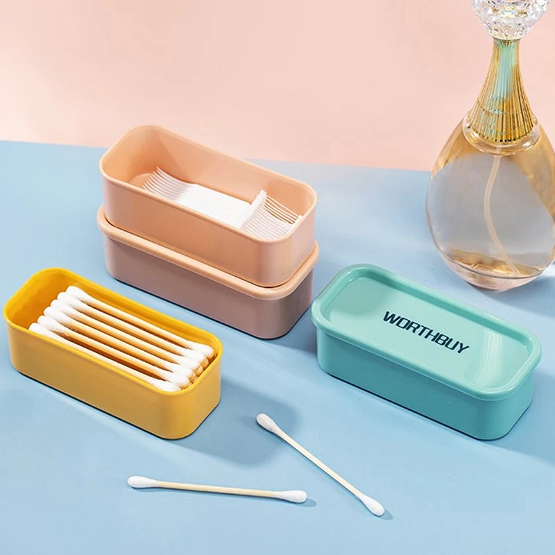 New Portable Cotton Swab Box Travel Dental Floss Holder Box Dust-proof Wire Earphone Cable Storage Box Case Sundries Organizer