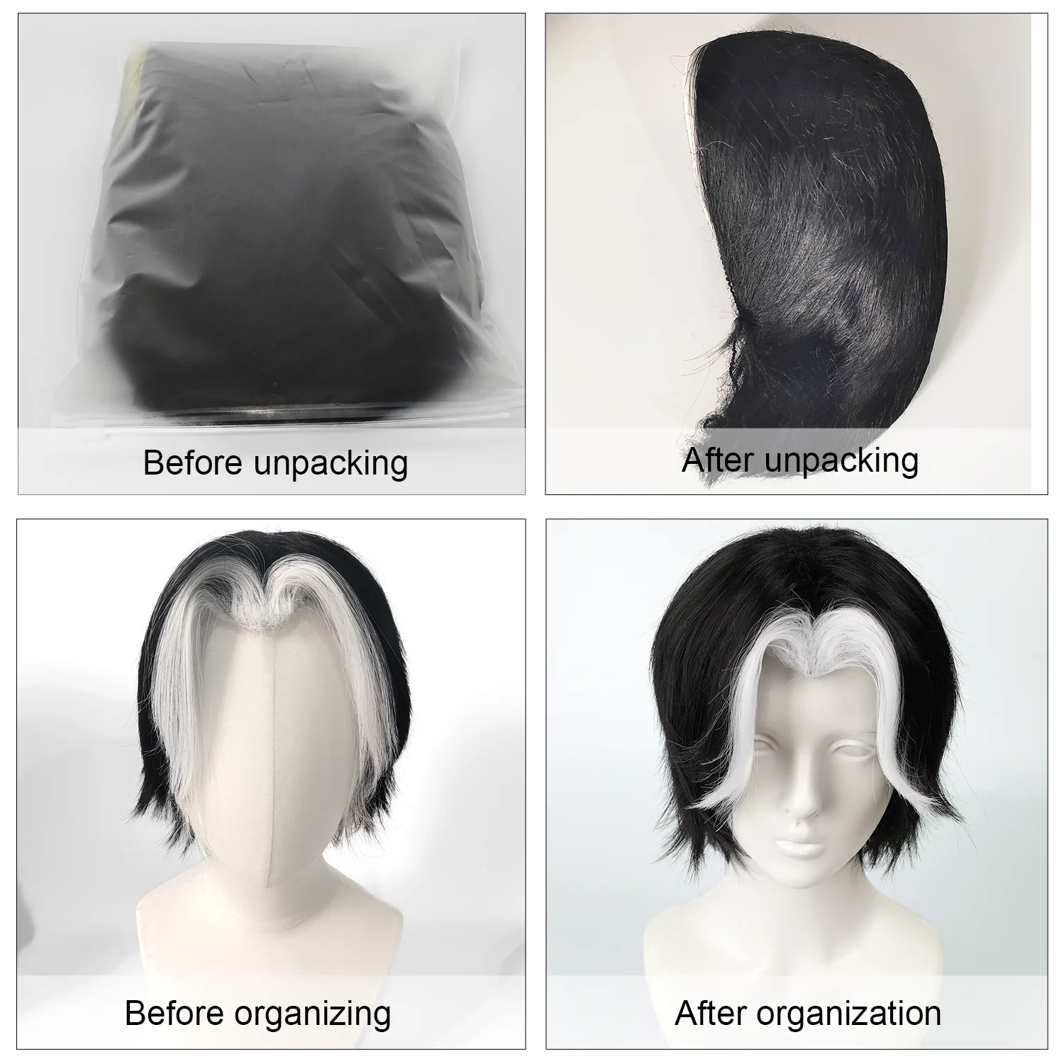 Cosplay Wig Hazbin Hotel Anime Wig Husk Black -white Synthetic Wig Role Play Male Widow's Peak Wig with Wigcap for Halloween image 6