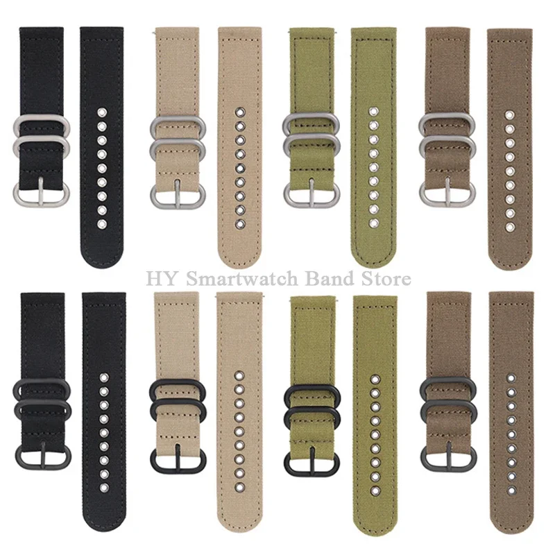 18 20 22 24mm Nylon Canvas Watch Strap for Samsung Galaxy Watch 4 5 6 Sport Quick Release Bracelet for Huawei GT2/3 Wrist Band