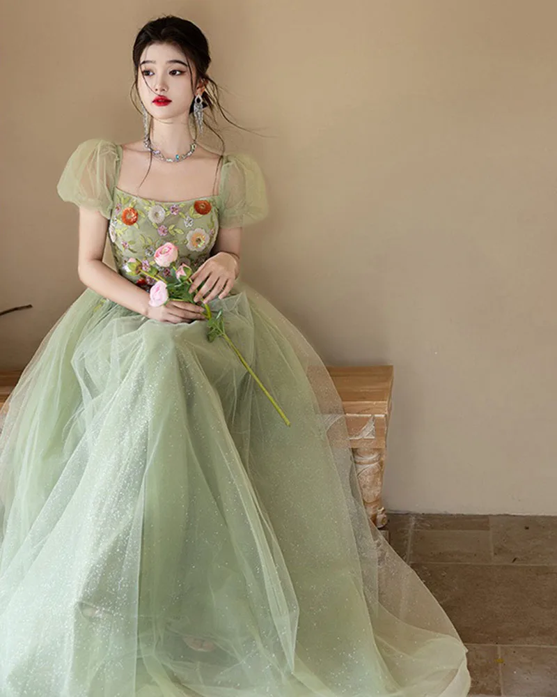 

Stunning Mint Green Square-neck Princess Dress For Special Occasions Evening Dresses Luxury 2025