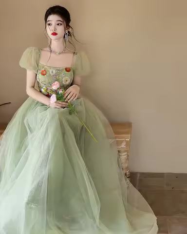 Stunning Mint Green Square-neck Princess Dress For Special Occasions Evening Dresses Luxury 2026 Customized