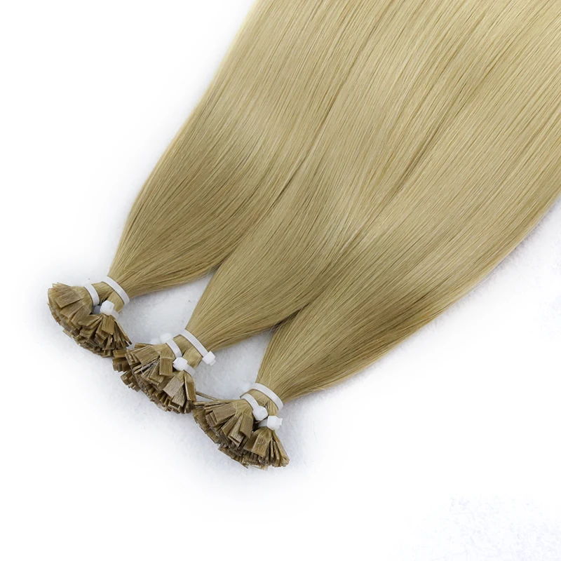 Extensiones de cabello de punta plana recta para mujer, postizos 100% humanos, cápsulas de queratina, preadheridas, 50g por juego