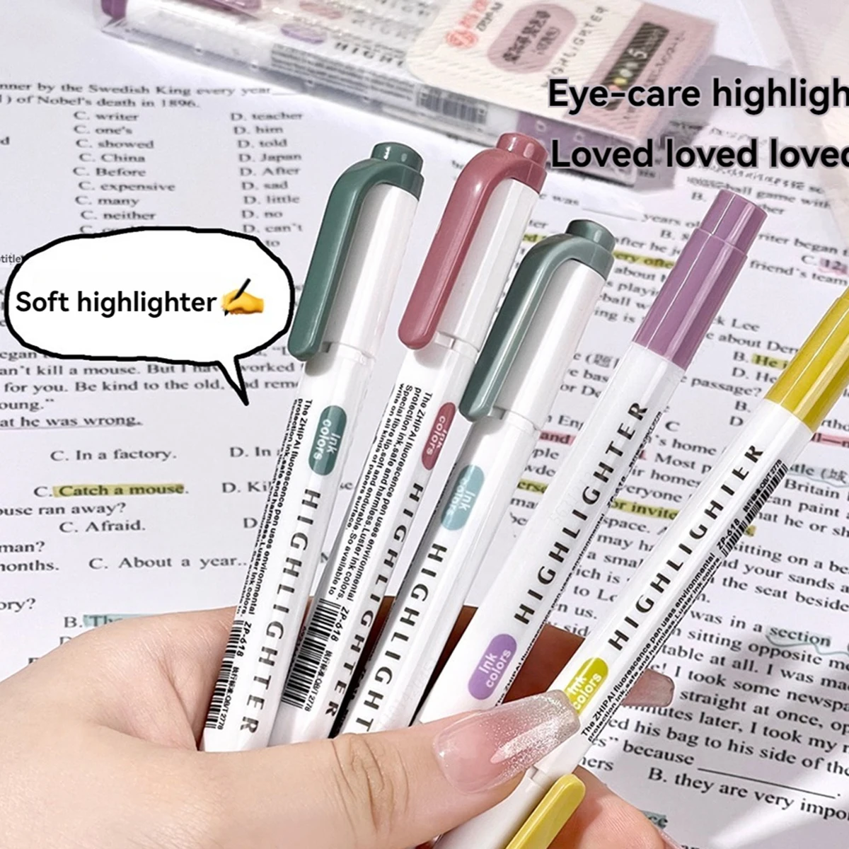Double Tips Highlighters, Assorted Fluorescent, 5 Count - Quick Dry, Perfect For Studying, DIY Note-Taking, Supplies