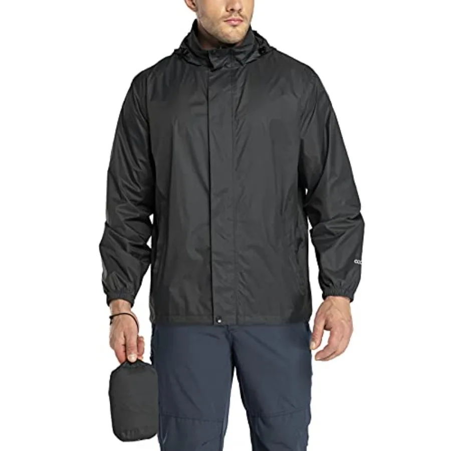 

33, 000Feet Packable Rain Jacket Men's Lightweight Waterproof Rain Shell Jacket Raincoat with Hood for Golf Cycling Windbreaker