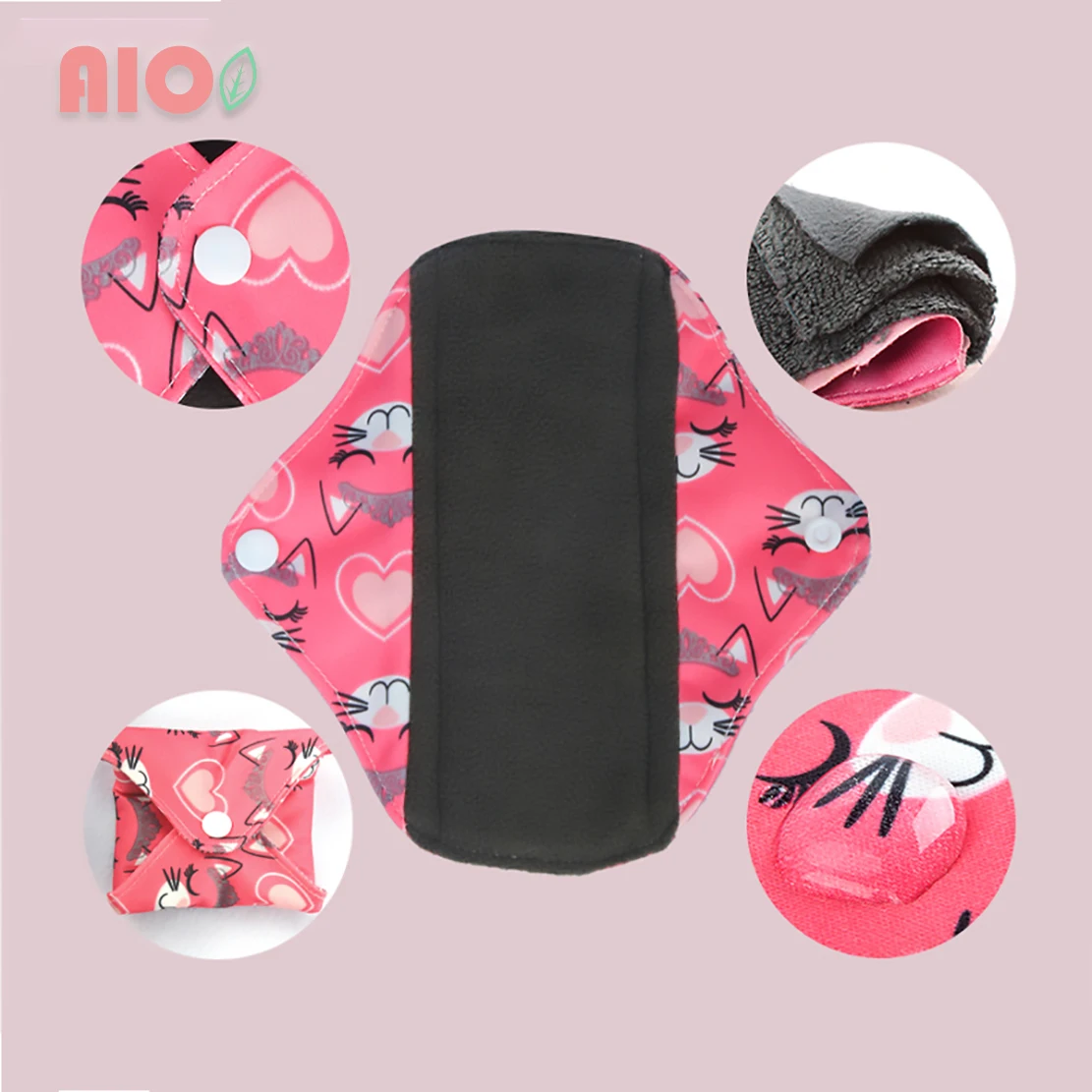 [AIO]18*18cm Hygiene Panty Liner Polar Fleece Washable Sanitary Napkin Heavy Flow Reusable Menstrual Pad Waterproof PUL Feminine