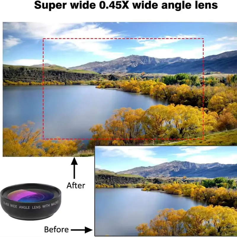 مجموعة عدسات هاتف شاملة لشاومي ، زاوية عريضة للغاية ، عدسة ماكرو فائقة ، عدسة كاميرا عالية الدقة ، آيفون 15 ، 14 ، 0.45x ، 12.5x ، 37