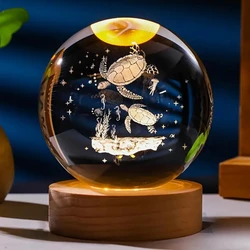 1 pc 3D Turtle crystal ball gift, animal statue style nightlight, birthday gift, perfect for friends or turtle lovers