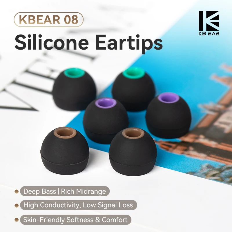 KBEAR NEW 08 Eartips Columbia Liquid Silicone Eartips Soft Earplugs for In-Ear IEM Earphone Compatible with I3 MK3 TBX KB02