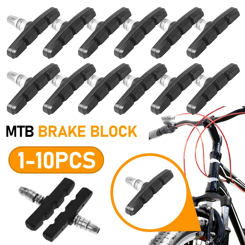 1-10pcs Bicycle Brake Pads Cycling Bike V Brake Holder Pads Shoes Blocks Rubber Friction Rim Brake MTB Road Bike Brake Pads