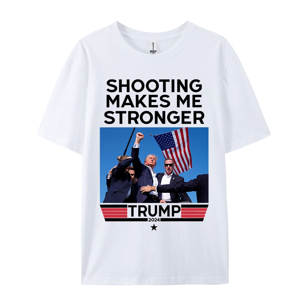 Shooting Makes Me Stronger Donald Trump Women Tees Summer Cotton Loose Short Tee Clothing Medium Strecth T Shirt Anime Soft