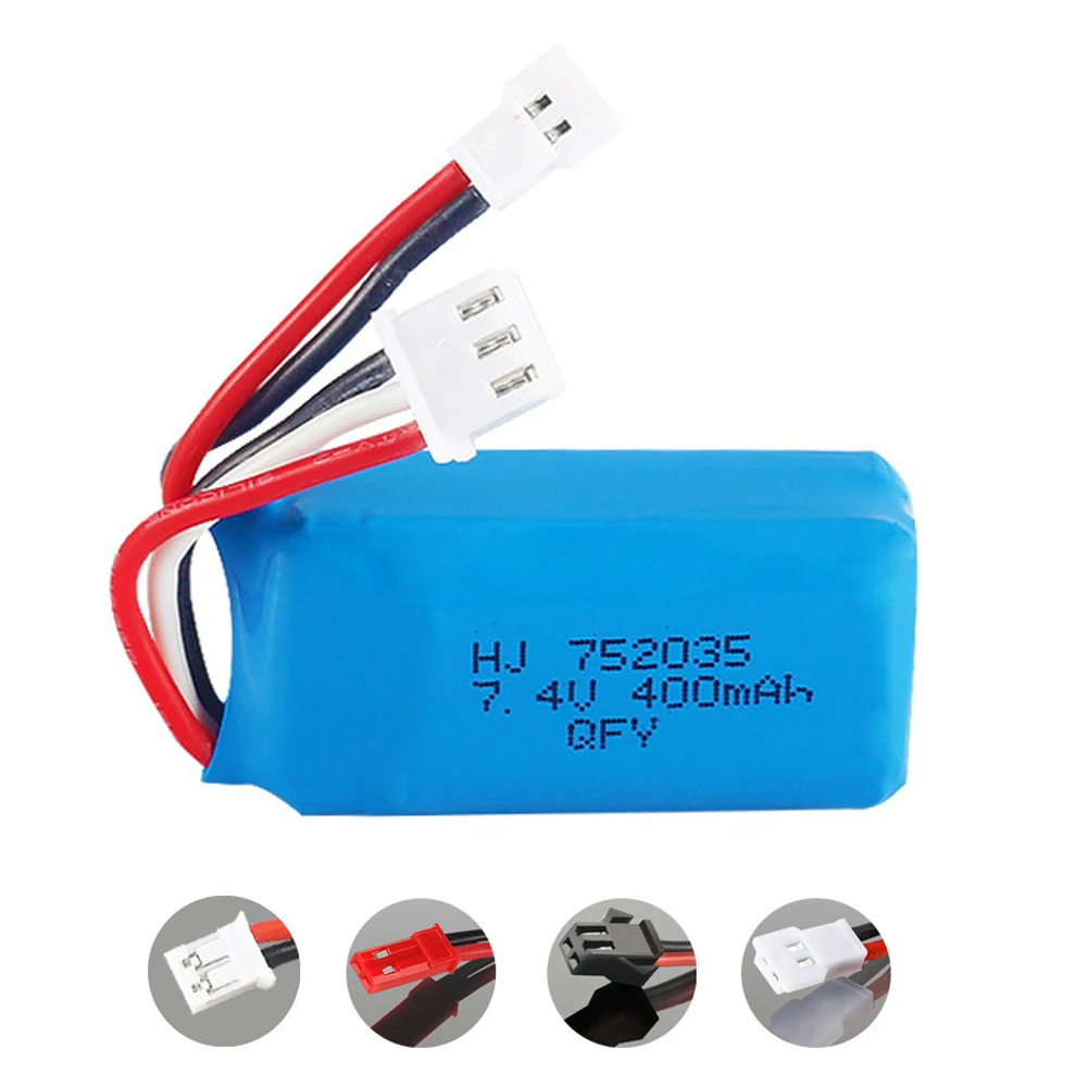 7.4V 400mAh 2S Lithium Battery XH2.54/JST/PH2.0/SM Plug For RC DM007 Airplane Quadcopter Drone Helicopter Toy Parts 7.4V battery