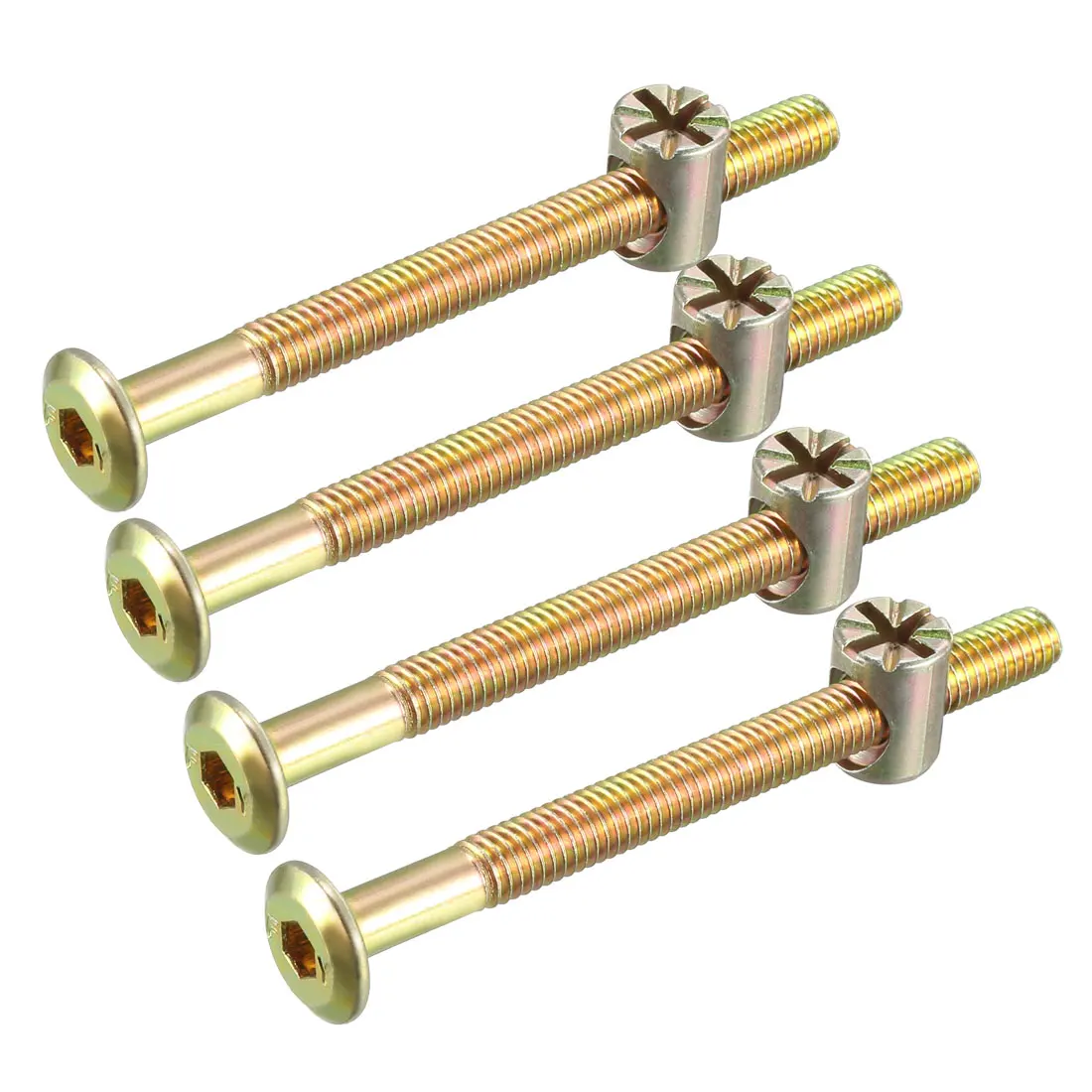 4 Sets M6x70mm Furniture Bolt Nut Set Hex Socket Screw 50mm Thread Length with Barrel Nuts for Beds Headboards Chairs