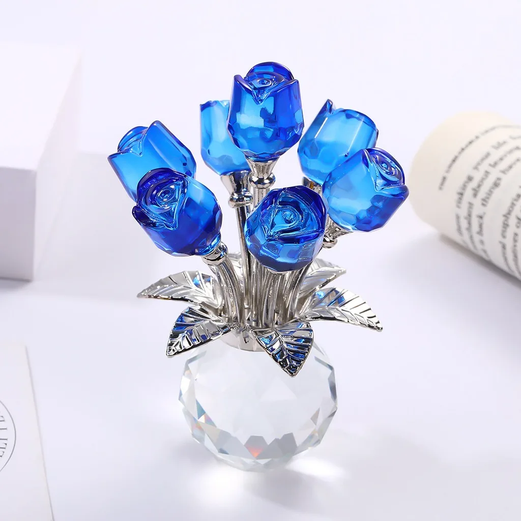 7-Head Rose Ornament Warm Sentimental Home Decorative Ornament Statue Sculpture Ornament Decorative For Valentine'S Day Home