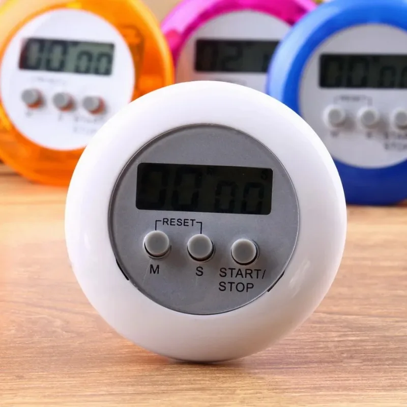 1PCS Multiple-color Circular LCD Digital Countdown Timer Home Kitchen Cooking Counter Reverse Timer Alarm Clock Stopwatch