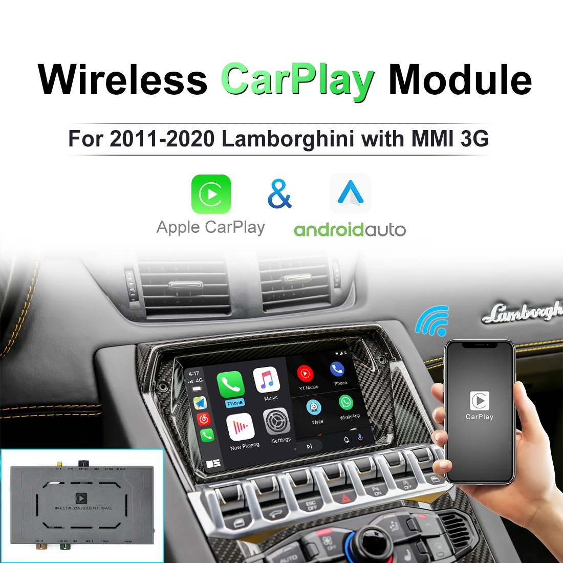 Wireless CarPlay Android Auto MMI Interface Adapter for Maserati Ghibli Quattroporte 2014 2015 2016 Video Module Box Mirror-Link