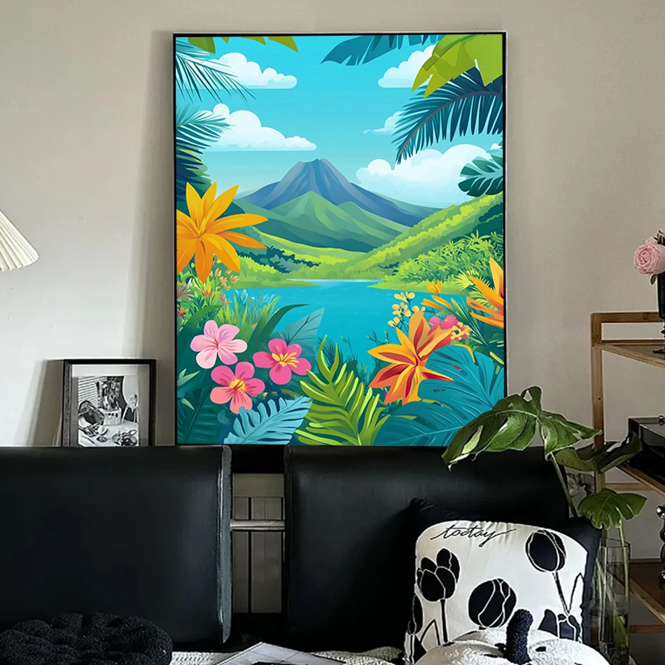 SDOYUNO-Analyste de peinture acrylique pour adultes, peinture par numéro, coloriage de paysage de lac de montagne, artisanat d'art, oeuvre, décoration d'intérieur