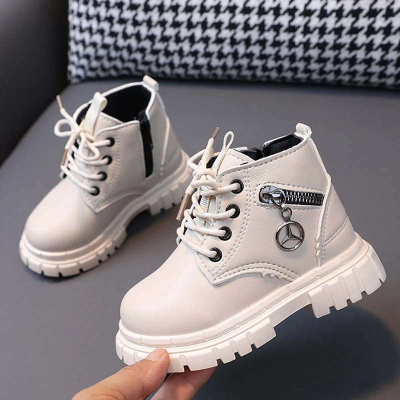 Autumn Kids Leather Shoes Fashion Comfortable Kids Short Boots Autumn Winter Boys Girls Sports Walking Casual Snow Boots