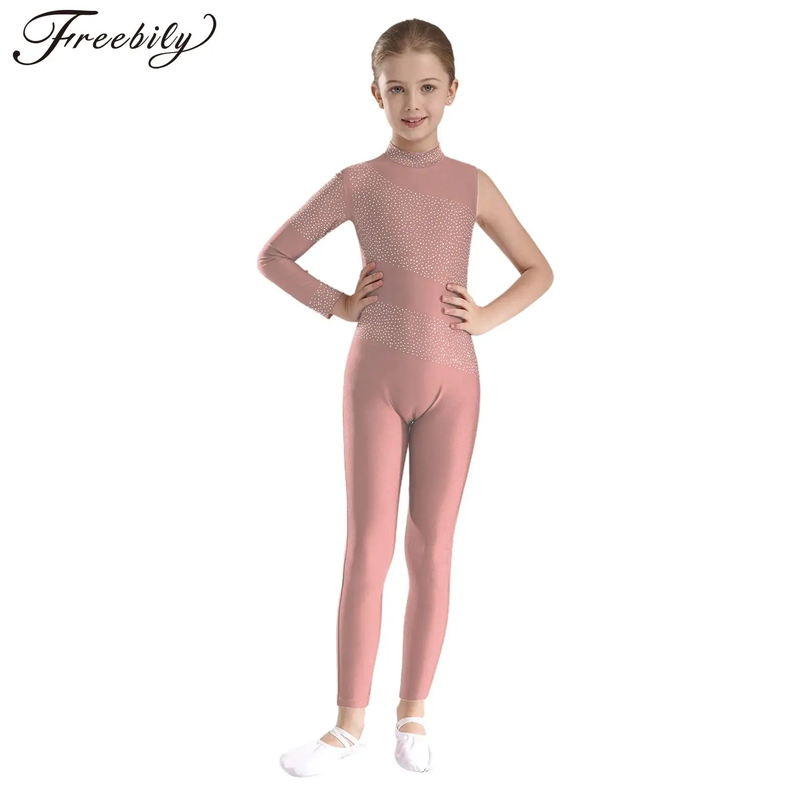 

Children's Figure Skating Bodysuit Girl Rhinestone Rhythmic Gymnastics Jumpsuit Kids Ballet Dance Leotard Long Sleeve Unitard