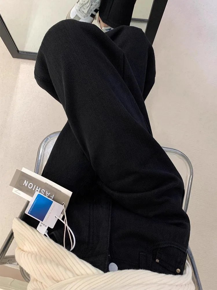 Bla Fce اصطف ثي مستقيم الساق الجينز المرأة ربيع جديد حجم كبير الاغراء عالية الخصر إخفاء الورك سليم بنطال ذو قصة أرجل واسعة #3