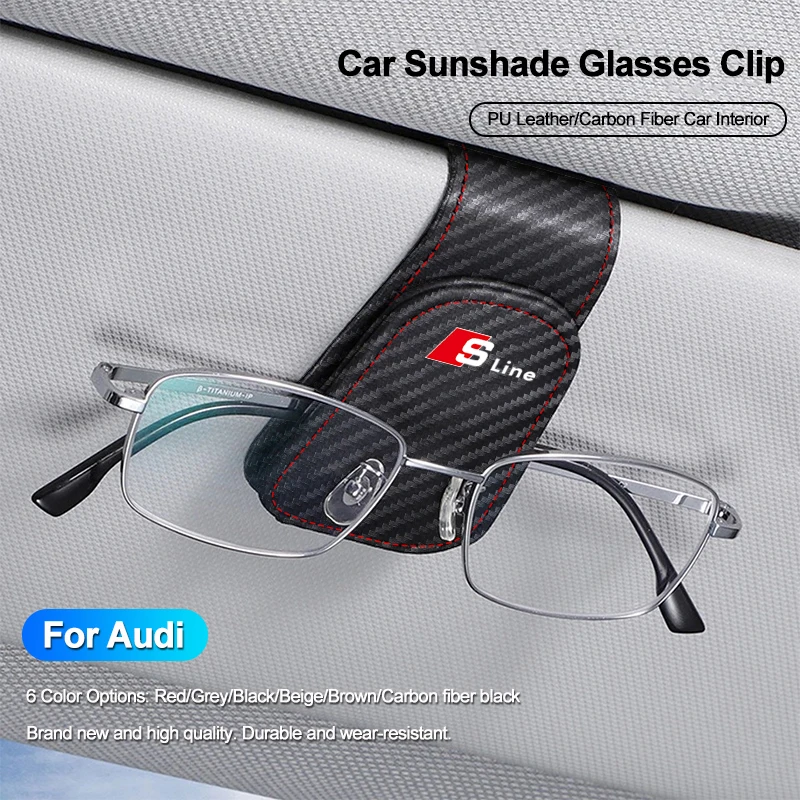 Car Interior Sun Visor Eyeglasses Holder Sunglasses Clip For Audi Sline Quattro A1 A3 A4 A5 A6 A7 A8 TT Q1 Q2 Q3 Q4 Q5 Q6 Q7 Q8