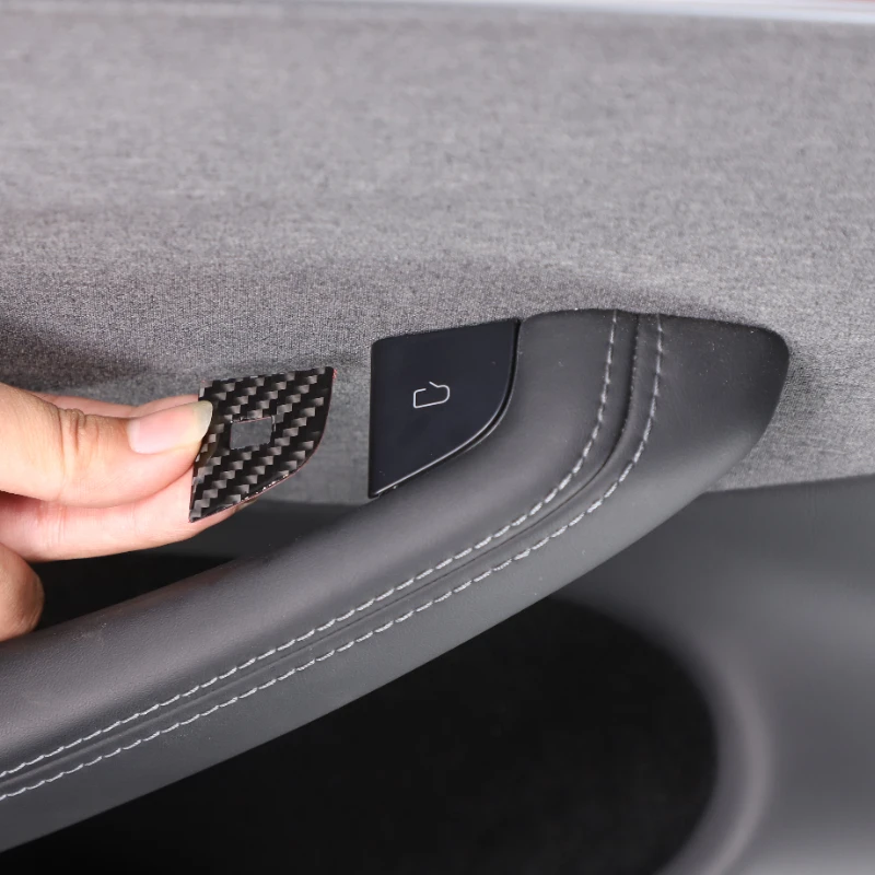 

For Tesla Model 3 2023-2024 Soft Carbon Fiber Car Door Lock Button Sticker Car Interior Accessories