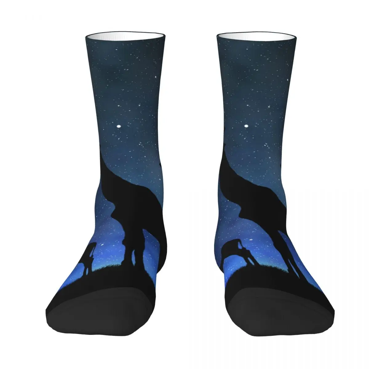 Giraffe Under The Blue Night Sky Socks Gothic Stockings Couple Warm Soft Skateboard Socks Winter Design Non-Slip Socks