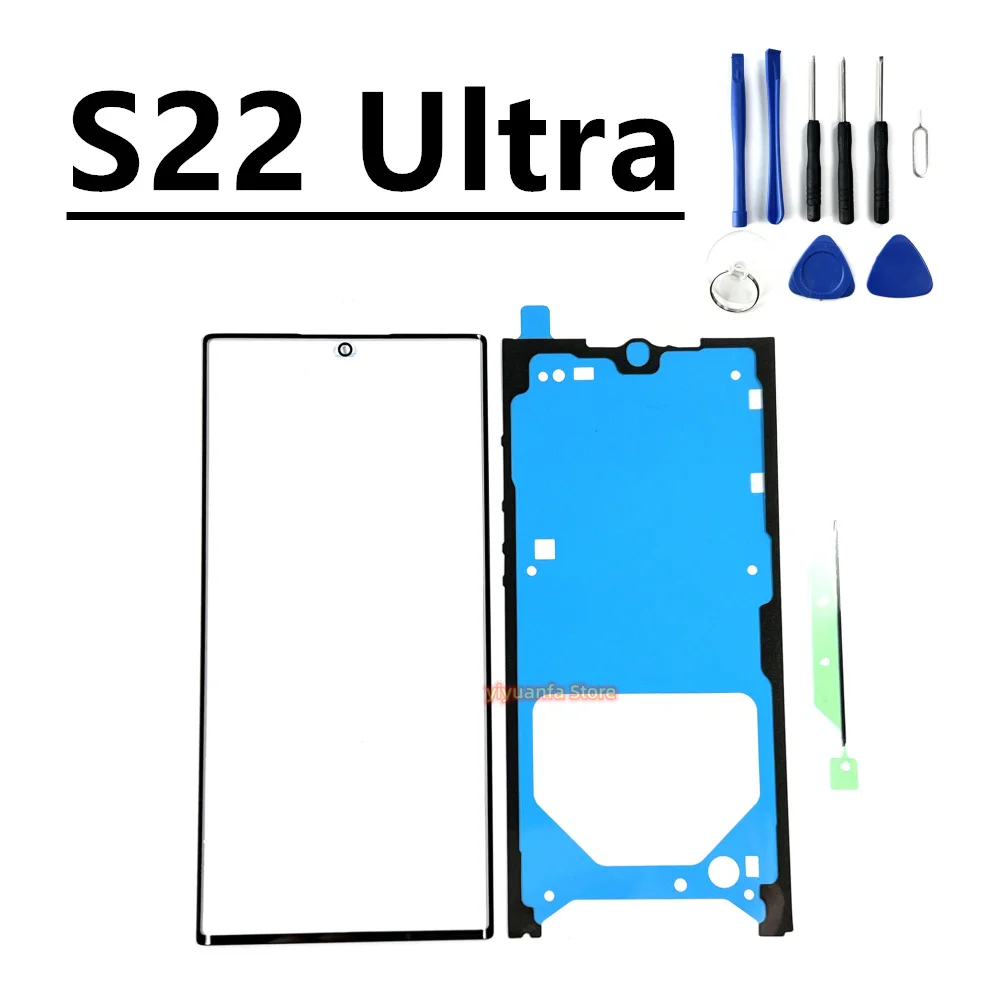 Front Screen Glass Repair Kits For Samsung Galaxy S21 S22 S23 Plus Ultra 5G S21fe LCD Touch Panel Outer Glass Lens Replacement